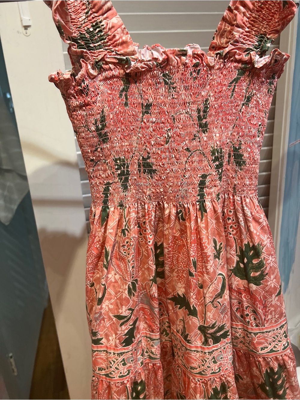Hill House Pink Floral Maxi Dress with Green Leaf Print - Picture 8 of 9